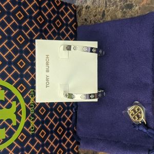 NWT- Authentic Tory Burch T Hoop Sliver Earrings